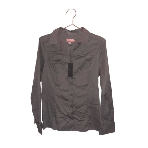 Ted Baker Tops - Ted Baker Gray Button Up Blouse Top - Size Medium